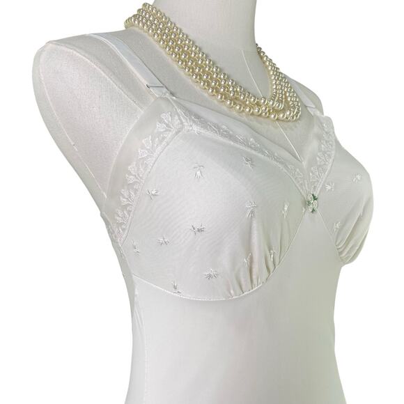 Vintage 50s White Nylon Tulip Chiffon Lace Bust Full Slip Dress Women’s Size S - Picture 8 of 14